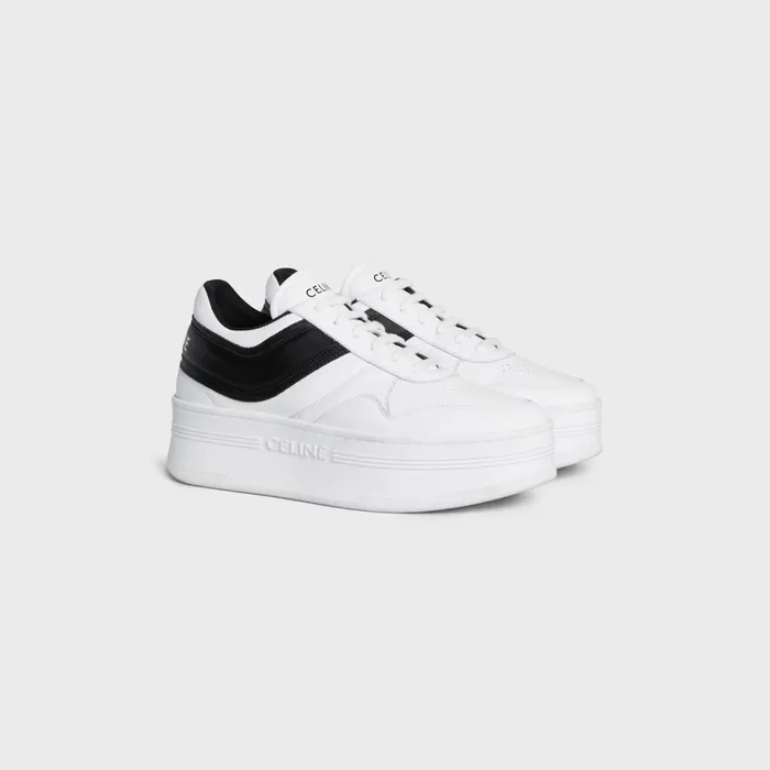 Block Sneakers With Wedge Outsole In Calfskin Optic White Black Women CELINE SNEAKERS