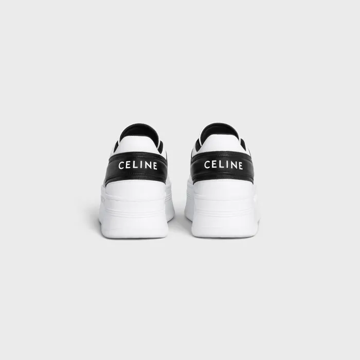 Block Sneakers With Wedge Outsole In Calfskin Optic White Black Women CELINE SNEAKERS