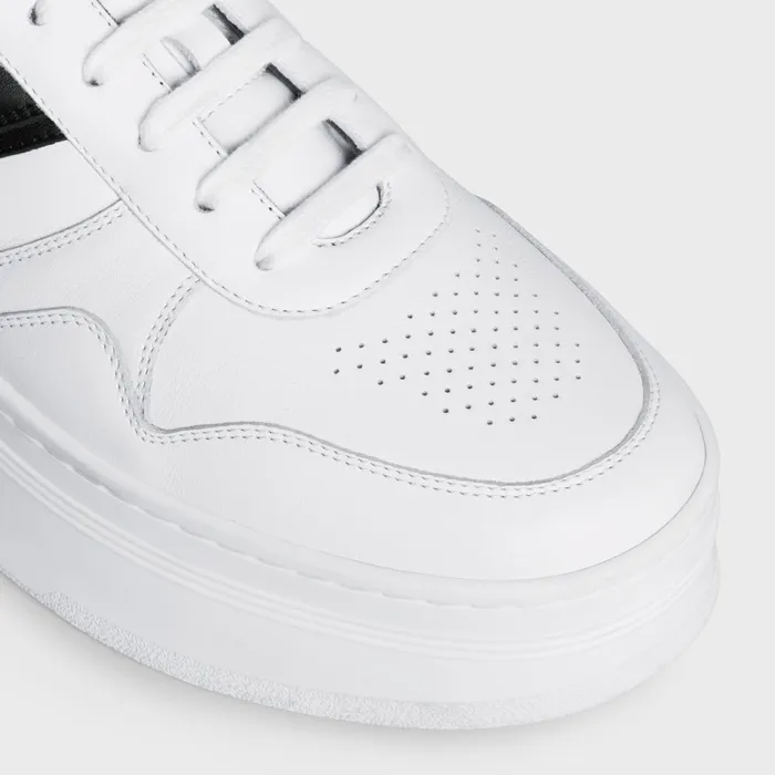 Block Sneakers With Wedge Outsole In Calfskin Optic White Black Women CELINE SNEAKERS