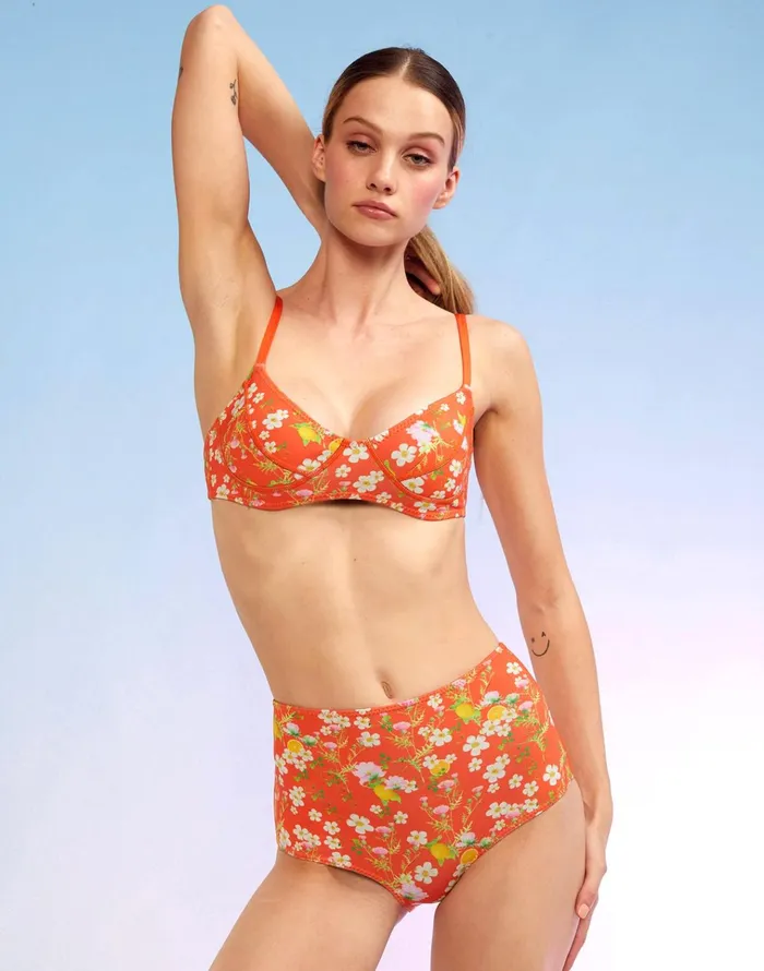 Blossom Neoprene HighWaisted Bikini Bottom 8211 Orgmt Women Cynthia Rowley Surf and Swim
