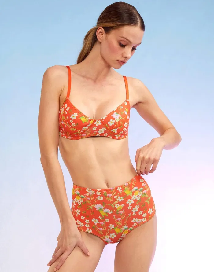 Blossom Neoprene HighWaisted Bikini Bottom 8211 Orgmt Women Cynthia Rowley Surf and Swim