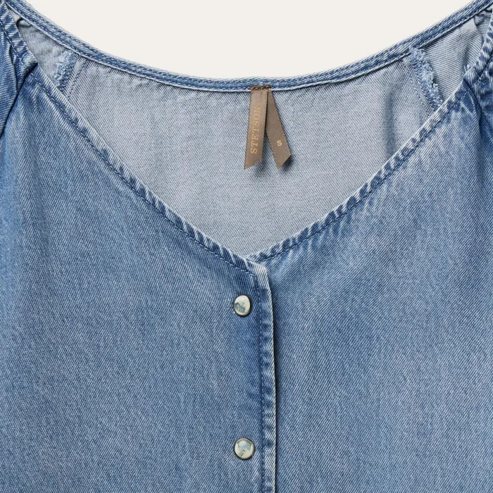 Blouses Women Stetson Lyocell Denim Snap Front Blouse Blue