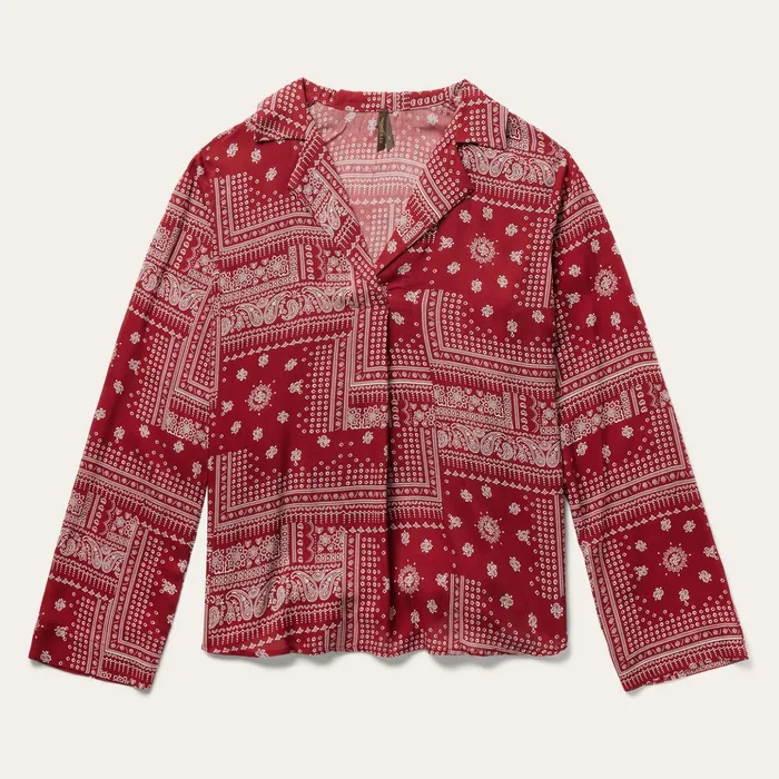 Blouses Women Stetson Red Bandana Patchwork Blouse Red
