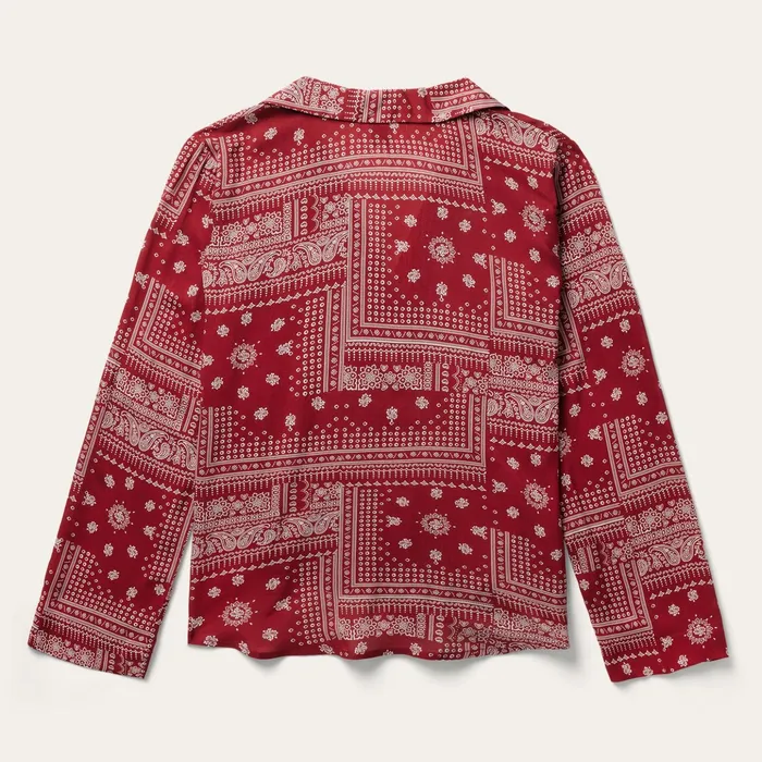 Blouses Women Stetson Red Bandana Patchwork Blouse Red