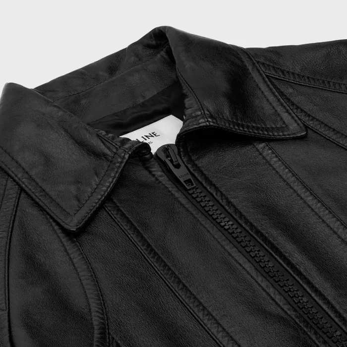 Blouson Jacket With Cutouts In Soft Lambskin Black Men CELINE LEATHER