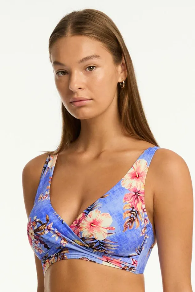 Blue Hawaii Cross Front Multifit Bra Blue Hawaii Women Sea Level Tops