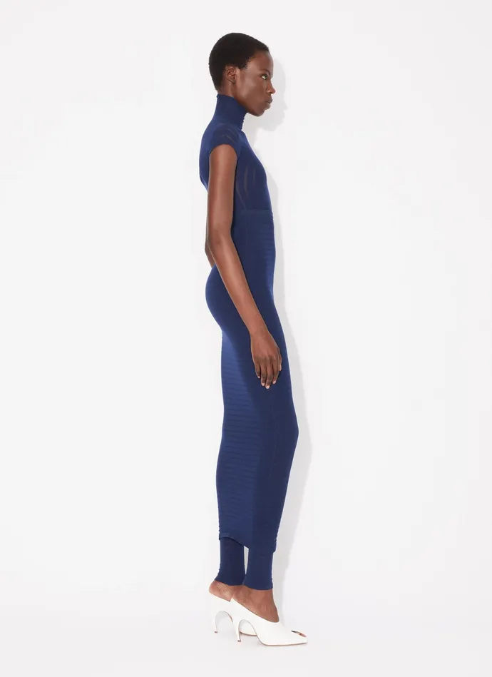 Blue SHEER STRIPES LEGGING Women Alaa Bodysuits and Leggings