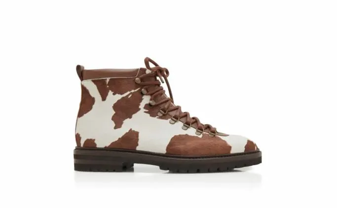 Boots Men Manolo Blahnik CALAURIOBrown And White Calf Hair Lace Up Boots Boots Men Manolo Blahnik CALAURIOBrown And White Calf Hair Lace Up Boots