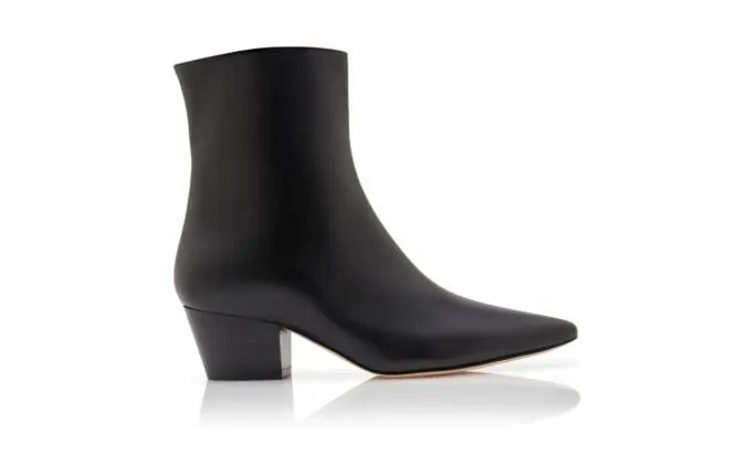 Boots Women Manolo Blahnik AGNETAPLABlack Calf Leather Ankle Boots Boots Women Manolo Blahnik AGNETAPLABlack Calf Leather Ankle Boots