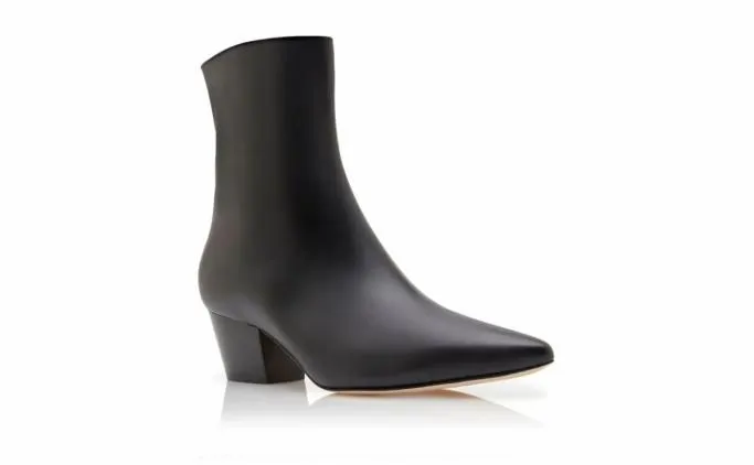 Boots Women Manolo Blahnik AGNETAPLABlack Calf Leather Ankle Boots Boots Women Manolo Blahnik AGNETAPLABlack Calf Leather Ankle Boots