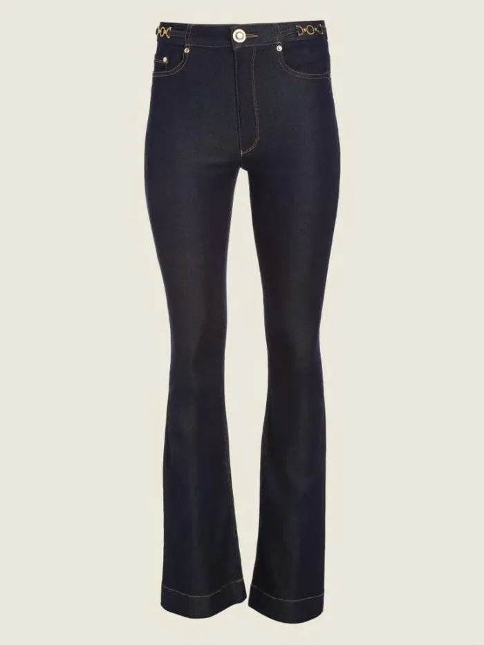 Bottoms Women Marciano Fit And Flare Denim Pant Blue Rinse Wash Bottoms Women Marciano Fit And Flare Denim Pant Blue Rinse Wash