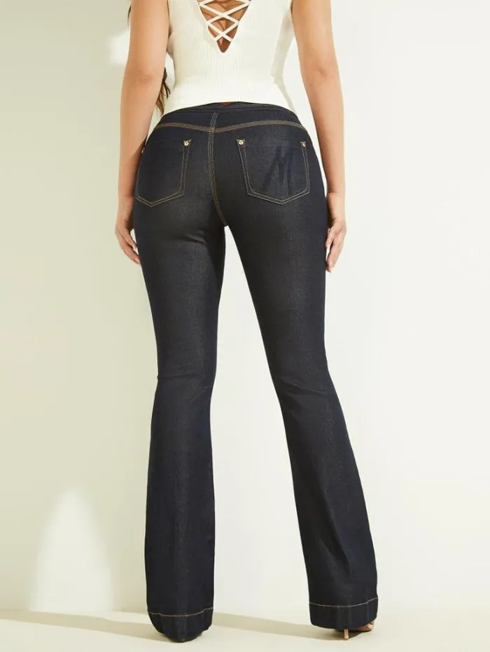 Bottoms Women Marciano Fit And Flare Denim Pant Blue Rinse Wash Bottoms Women Marciano Fit And Flare Denim Pant Blue Rinse Wash