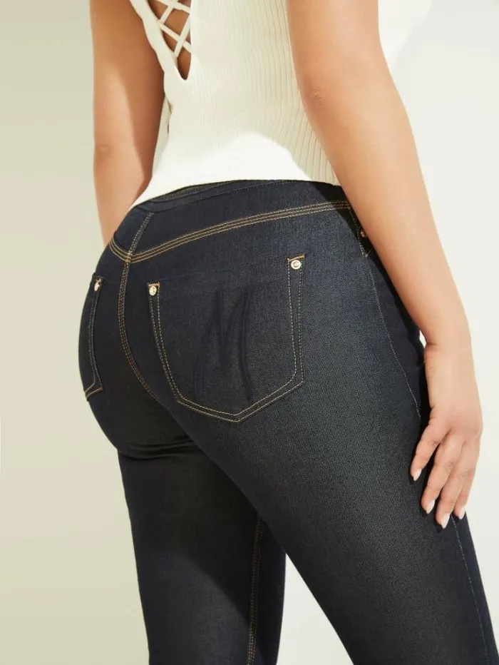 Bottoms Women Marciano Fit And Flare Denim Pant Blue Rinse Wash Bottoms Women Marciano Fit And Flare Denim Pant Blue Rinse Wash