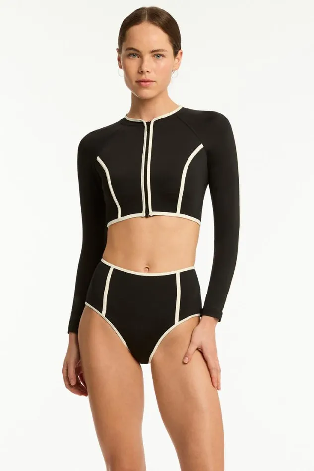 Bound Zip Front Crop Top Bound Black Women Sea Level Tops