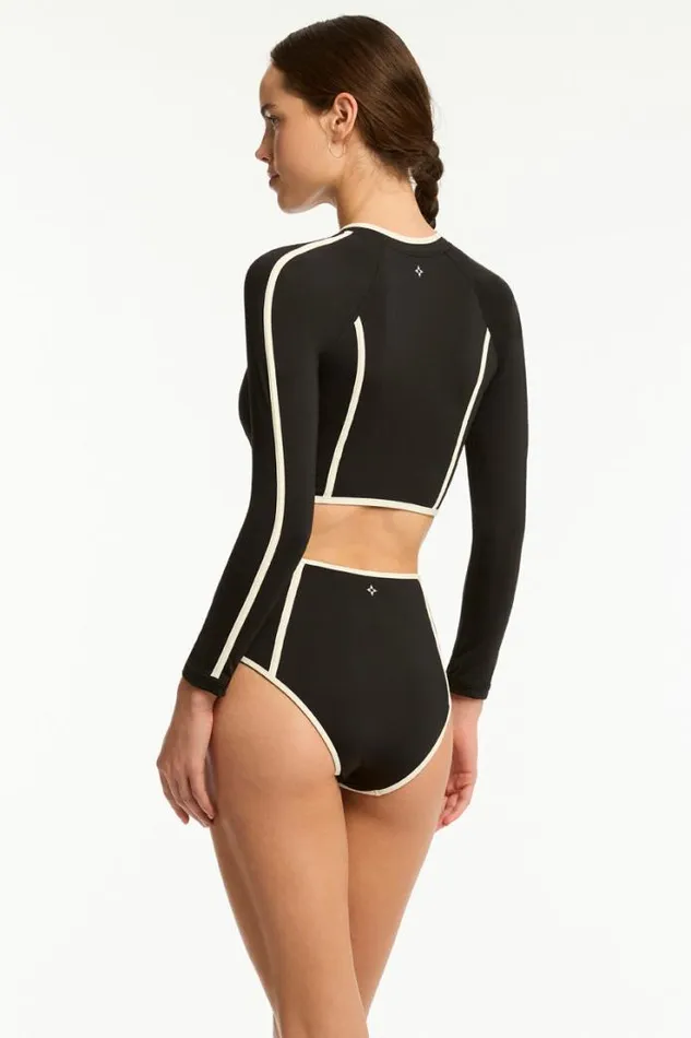 Bound Zip Front Crop Top Bound Black Women Sea Level Tops