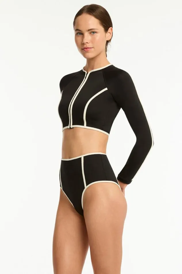 Bound Zip Front Crop Top Bound Black Women Sea Level Tops
