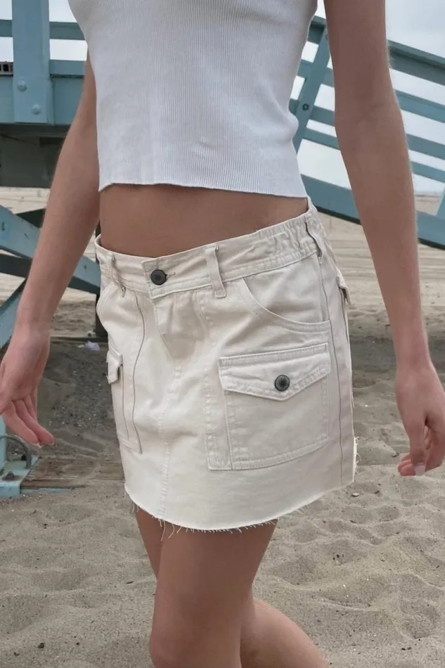 Brandy Melville Bottoms Corinne Cargo Mini Skirt Ivory 8211 Women