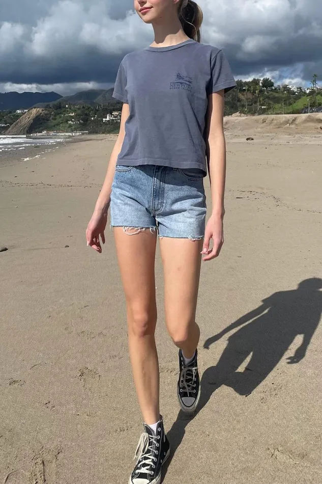 Brandy Melville Graphics Chloe Newport Top Faded Navy Blue 8211 Women