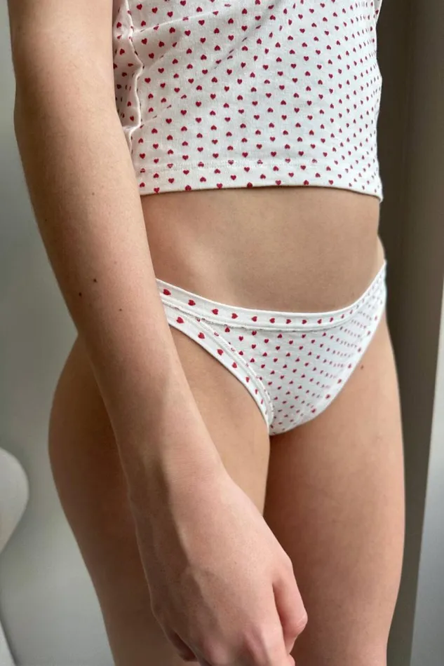 Brandy Melville Intimates Basic Heart Underwear White With Red Hearts 8211 Women