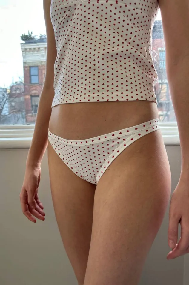 Brandy Melville Intimates Basic Heart Underwear White With Red Hearts 8211 Women