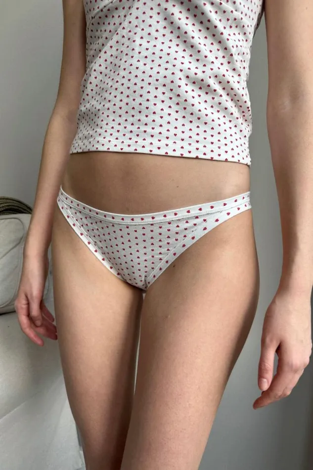 Brandy Melville Intimates Basic Heart Underwear White With Red Hearts 8211 Women