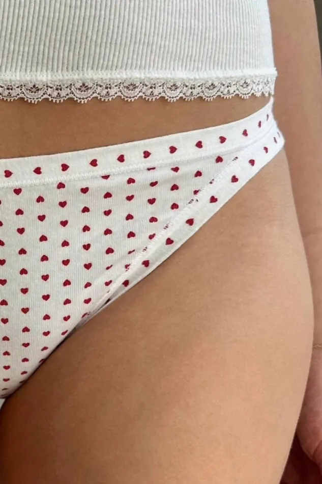 Brandy Melville Intimates Basic Heart Underwear White With Red Hearts 8211 Women