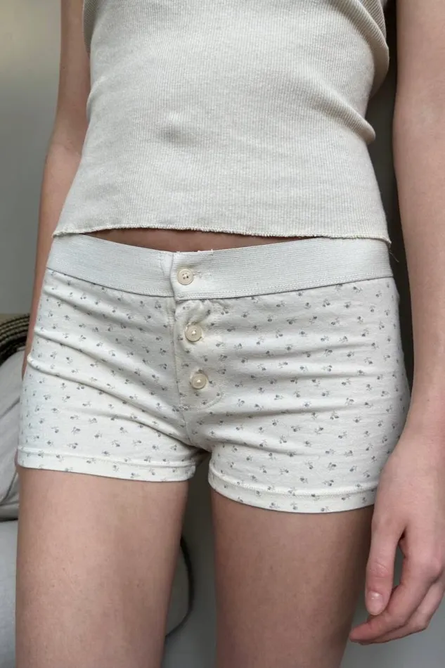 Brandy Melville Intimates Boyshort Floral Underwear Ivory With Light Blue Floral 8211 Women