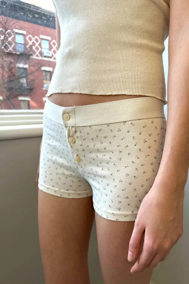 Brandy Melville Intimates Boyshort Floral Underwear Ivory With Light Blue Floral 8211 Women