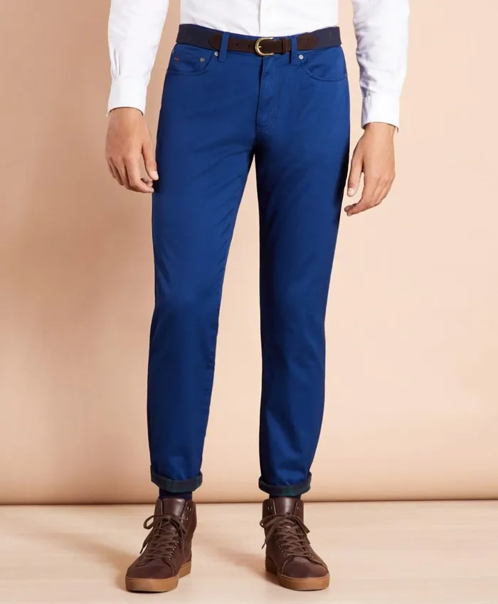 Brooks Brothers Casual Pants FivePocket FlannelLined Chinos Blue 8211 Men