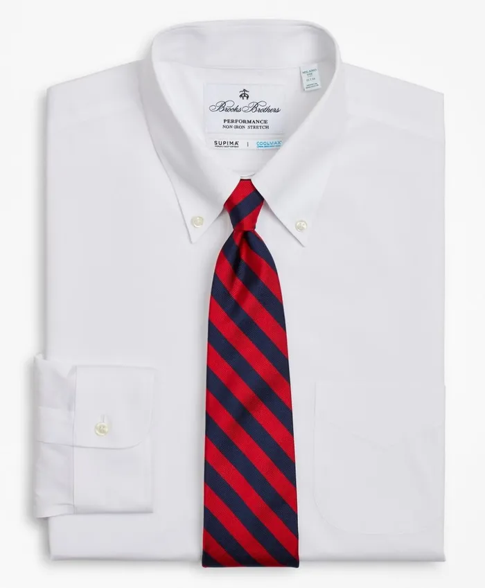 Brooks Brothers Dress Shirts Milano Slim Fit Dress Shirt Performance NonIron With COOLMAX ButtonDown Collar Twill White 8211 Men Brooks Brothers Dress Shirts Milano Slim Fit Dress Shirt Performance NonIron With COOLMAX ButtonDown Collar Twill White 8211 Men