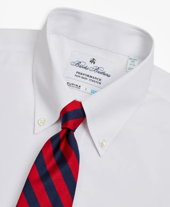 Brooks Brothers Dress Shirts Milano Slim Fit Dress Shirt Performance NonIron With COOLMAX ButtonDown Collar Twill White 8211 Men Brooks Brothers Dress Shirts Milano Slim Fit Dress Shirt Performance NonIron With COOLMAX ButtonDown Collar Twill White 8211 Men