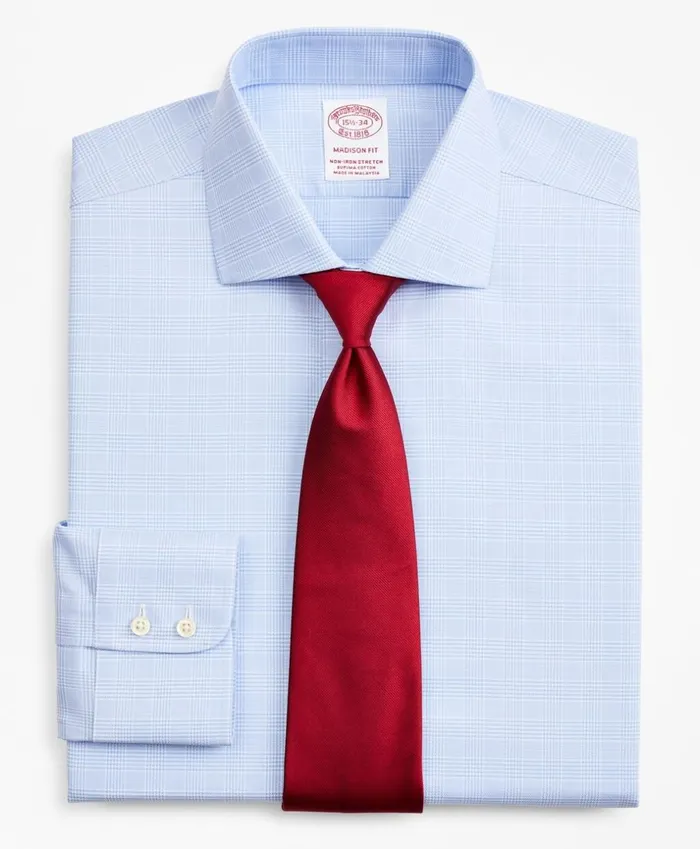 Brooks Brothers Dress Shirts Stretch Madison ClassicFit Dress Shirt NonIron Royal Oxford English Collar Glen Plaid Light Blue 8211 Men Brooks Brothers Dress Shirts Stretch Madison ClassicFit Dress Shirt NonIron Royal Oxford English Collar Glen Plaid Light Blue 8211 Men