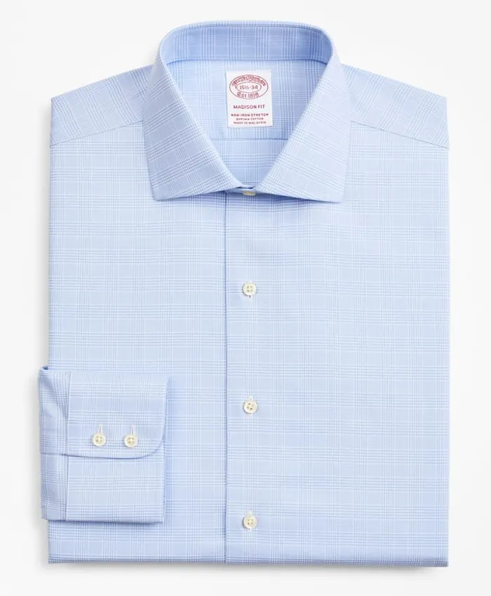 Brooks Brothers Dress Shirts Stretch Madison ClassicFit Dress Shirt NonIron Royal Oxford English Collar Glen Plaid Light Blue 8211 Men Brooks Brothers Dress Shirts Stretch Madison ClassicFit Dress Shirt NonIron Royal Oxford English Collar Glen Plaid Light Blue 8211 Men