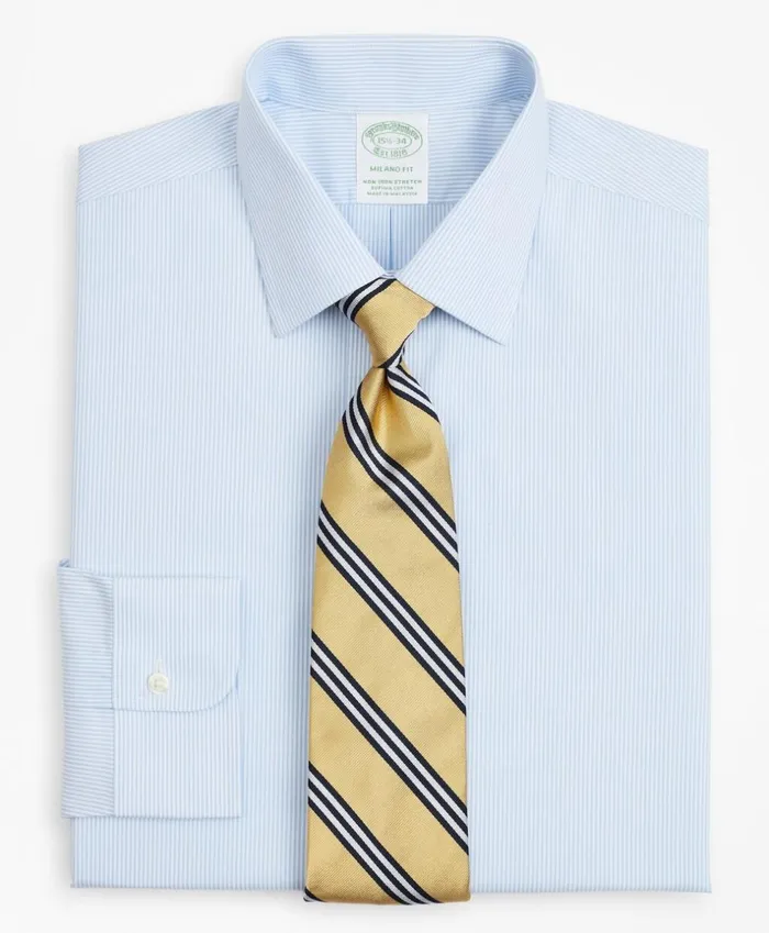 Brooks Brothers Dress Shirts Stretch Milano SlimFit Dress Shirt NonIron Poplin Ainsley Collar Fine Stripe Light Blue 8211 Men Brooks Brothers Dress Shirts Stretch Milano SlimFit Dress Shirt NonIron Poplin Ainsley Collar Fine Stripe Light Blue 8211 Men
