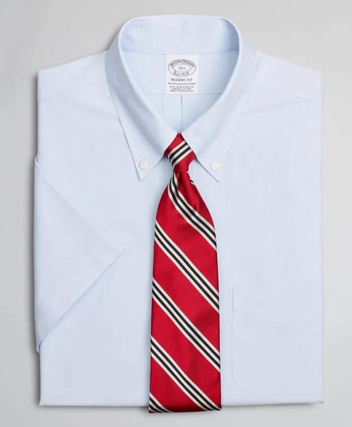 Brooks Brothers Dress Shirts Stretch Regent Fitted Dress Shirt NonIron Poplin EndonEnd ShortSleeve Light Blue 8211 Men Brooks Brothers Dress Shirts Stretch Regent Fitted Dress Shirt NonIron Poplin EndonEnd ShortSleeve Light Blue 8211 Men