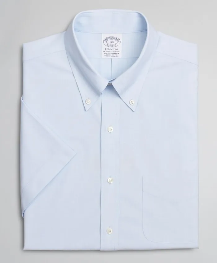 Brooks Brothers Dress Shirts Stretch Regent Fitted Dress Shirt NonIron Poplin EndonEnd ShortSleeve Light Blue 8211 Men Brooks Brothers Dress Shirts Stretch Regent Fitted Dress Shirt NonIron Poplin EndonEnd ShortSleeve Light Blue 8211 Men