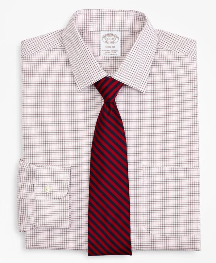 Brooks Brothers Dress Shirts Stretch Soho ExtraSlimFit Dress Shirt NonIron Poplin Ainsley Collar Small Grid Check Red 8211 Men Brooks Brothers Dress Shirts Stretch Soho ExtraSlimFit Dress Shirt NonIron Poplin Ainsley Collar Small Grid Check Red 8211 Men