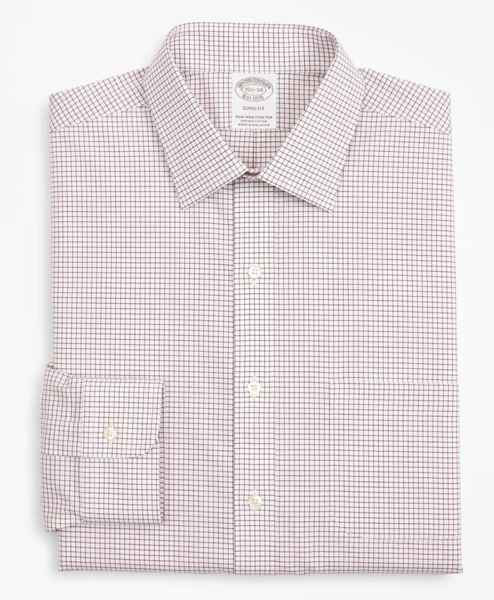 Brooks Brothers Dress Shirts Stretch Soho ExtraSlimFit Dress Shirt NonIron Poplin Ainsley Collar Small Grid Check Red 8211 Men Brooks Brothers Dress Shirts Stretch Soho ExtraSlimFit Dress Shirt NonIron Poplin Ainsley Collar Small Grid Check Red 8211 Men