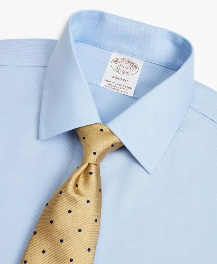Brooks Brothers Dress Shirts Stretch Soho ExtraSlimFit Dress Shirt NonIron Twill Ainsley Collar Light Blue 8211 Men Brooks Brothers Dress Shirts Stretch Soho ExtraSlimFit Dress Shirt NonIron Twill Ainsley Collar Light Blue 8211 Men