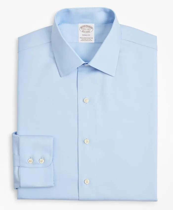 Brooks Brothers Dress Shirts Stretch Soho ExtraSlimFit Dress Shirt NonIron Twill Ainsley Collar Light Blue 8211 Men Brooks Brothers Dress Shirts Stretch Soho ExtraSlimFit Dress Shirt NonIron Twill Ainsley Collar Light Blue 8211 Men