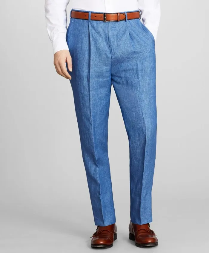 Brooks Brothers Dress Trousers Regent Fit SinglePleat Linen Trousers Blue 8211 Men Brooks Brothers Dress Trousers Regent Fit SinglePleat Linen Trousers Blue 8211 Men