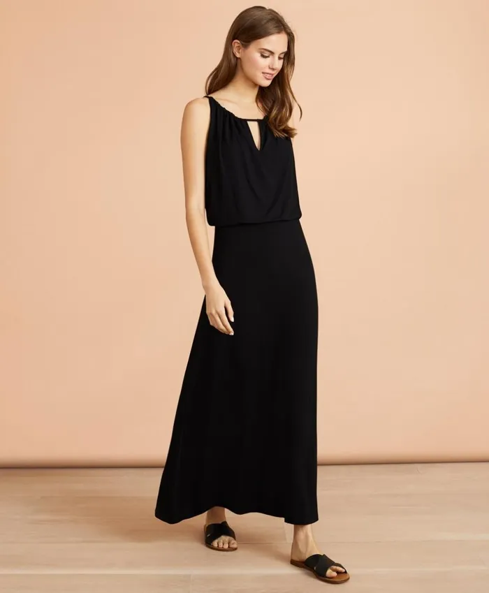 Brooks Brothers Dresses KeyholeNeck Jersey Maxi Dress Black 8211 Women