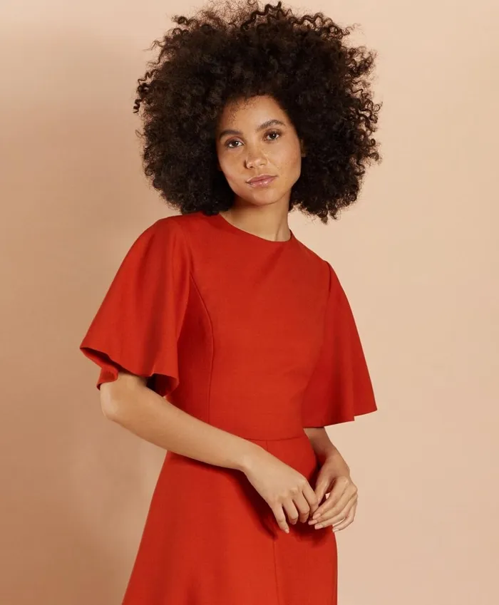 Brooks Brothers Dresses WoolBlend Twill BellSleeve Midi Dress Brick 8211 Women Brooks Brothers Dresses WoolBlend Twill BellSleeve Midi Dress Brick 8211 Women