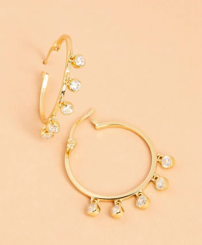 Brooks Brothers Jewelry DemiFine CrystalPendant Hoop Earrings Gold 8211 Women Brooks Brothers Jewelry DemiFine CrystalPendant Hoop Earrings Gold 8211 Women