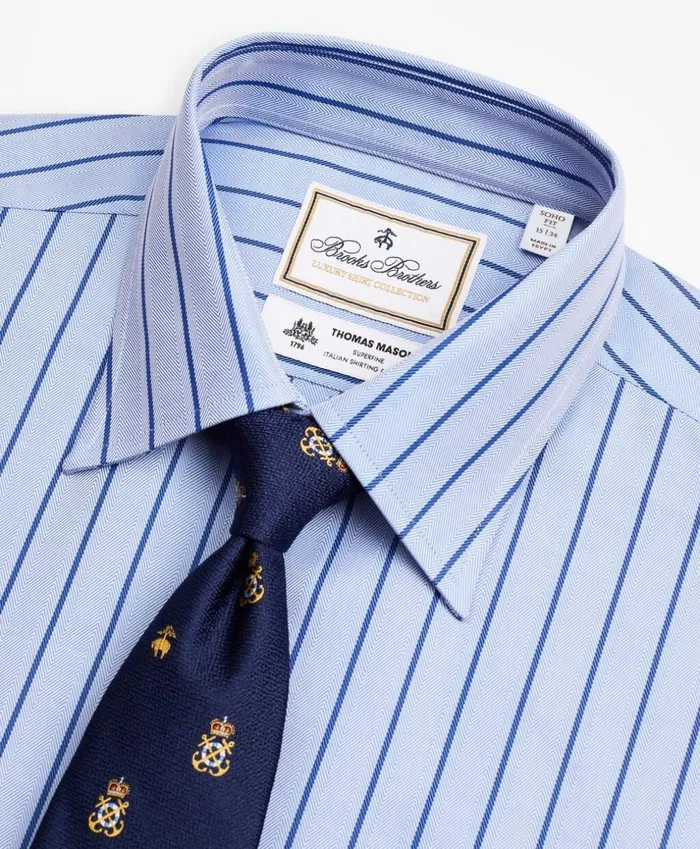 Brooks Brothers Luxury Shirts Luxury Collection Soho ExtraSlimFit Dress Shirt Franklin Spread Collar Herringbone Stripe Blue 8211 Men Brooks Brothers Luxury Shirts Luxury Collection Soho ExtraSlimFit Dress Shirt Franklin Spread Collar Herringbone Stripe Blue 8211 Men