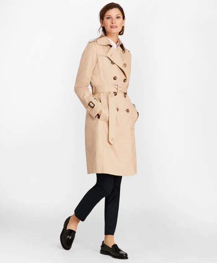 Brooks Brothers Outerwear DoubleBreasted Trench Coat Khaki 8211 Women