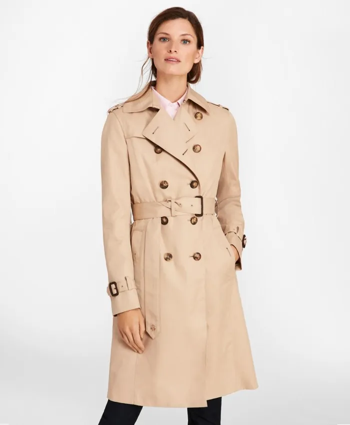 Brooks Brothers Outerwear DoubleBreasted Trench Coat Khaki 8211 Women Brooks Brothers Outerwear DoubleBreasted Trench Coat Khaki 8211 Women