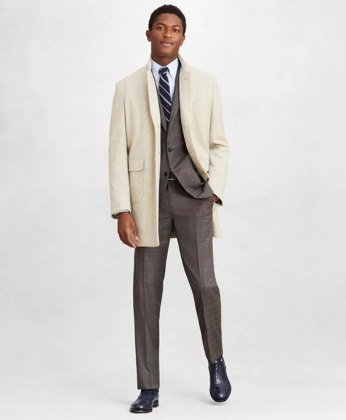 Brooks Brothers Outerwear Golden Fleece DoubleWeave Wool Topcoat Beige 8211 Men Brooks Brothers Outerwear Golden Fleece DoubleWeave Wool Topcoat Beige 8211 Men