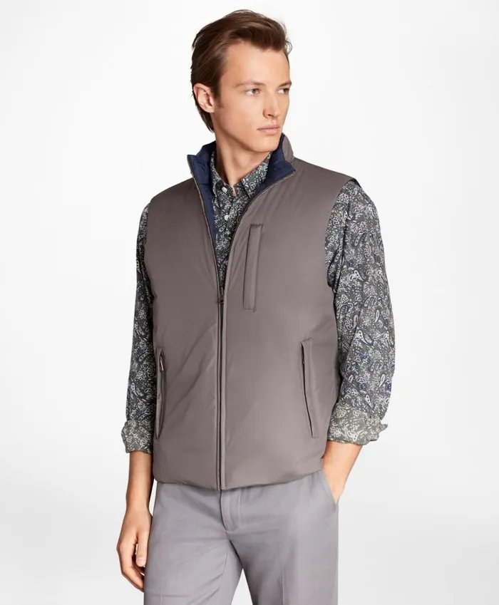 Brooks Brothers Outerwear Reversible Quilted Down Vest Charcoal 8211 Men
