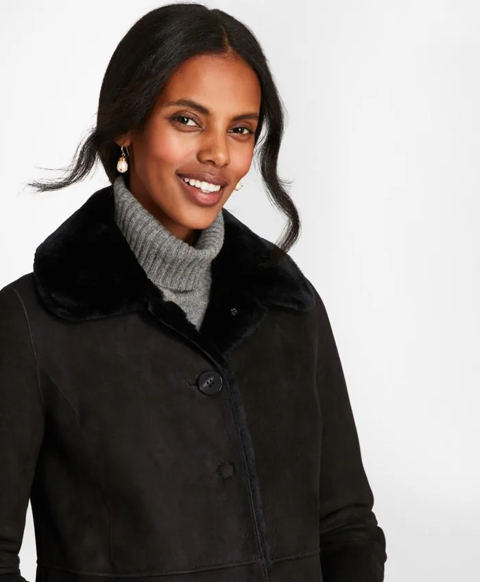 Brooks Brothers Outerwear Shearling Cocoon Coat Black 8211 Women Brooks Brothers Outerwear Shearling Cocoon Coat Black 8211 Women